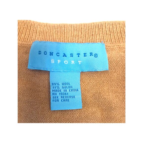 Doncaster Sport Wool Sweater with Pearl Neckline Vintage Camel Brown Large - Picture 2 of 10